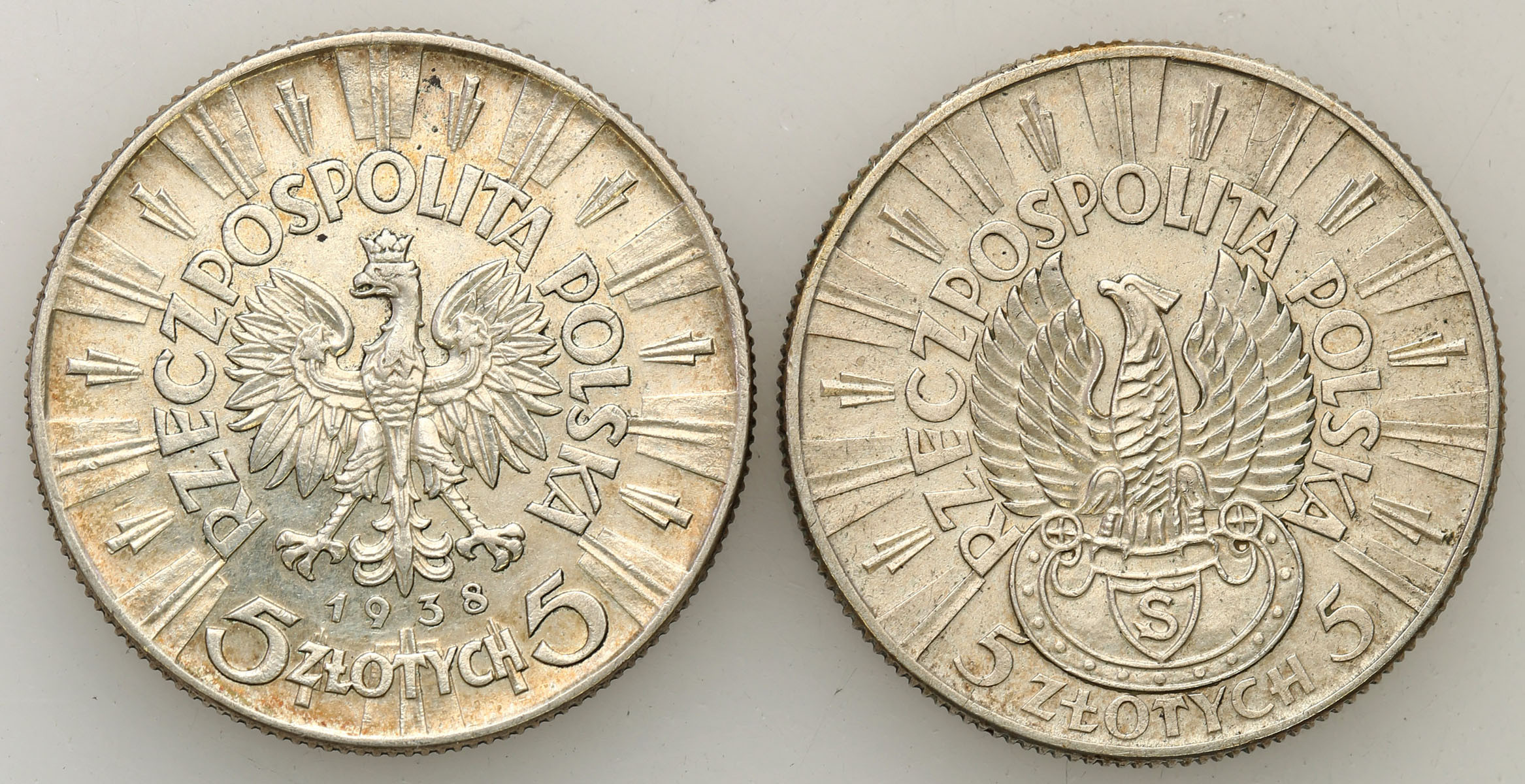 II RP. 5 złotych 1934 Piłsudski Strzelecki, 1934 Piłsudski, zestaw 2 monet